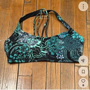 Lululemon Athletica Floral Memoir Sports Bra - Black and Teal
